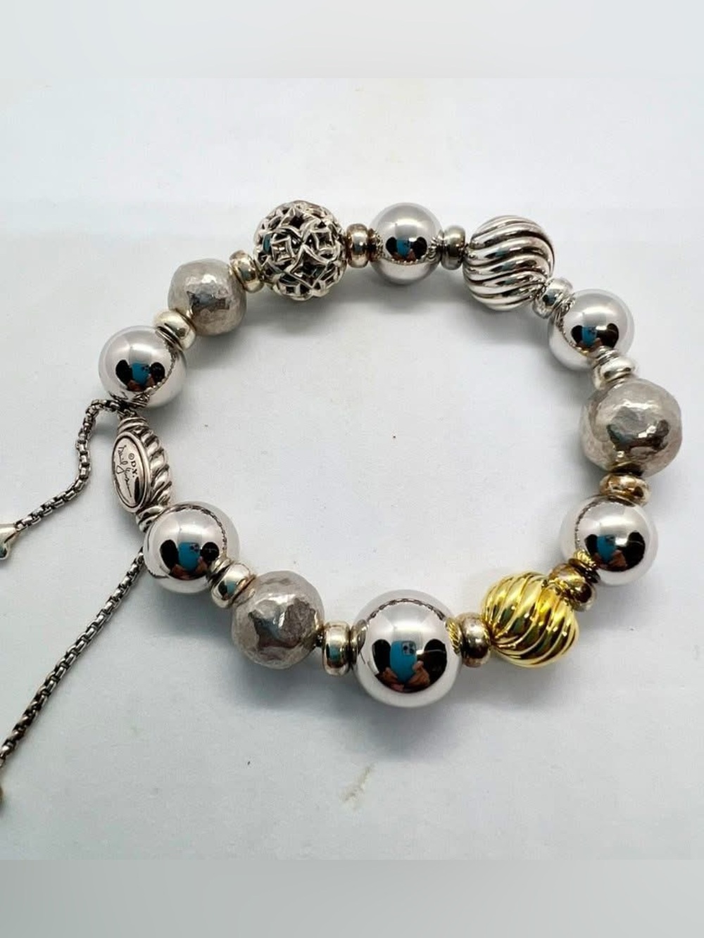 David Yurman 18k Gold and Sterling Silver Beaded Elements Bracelet